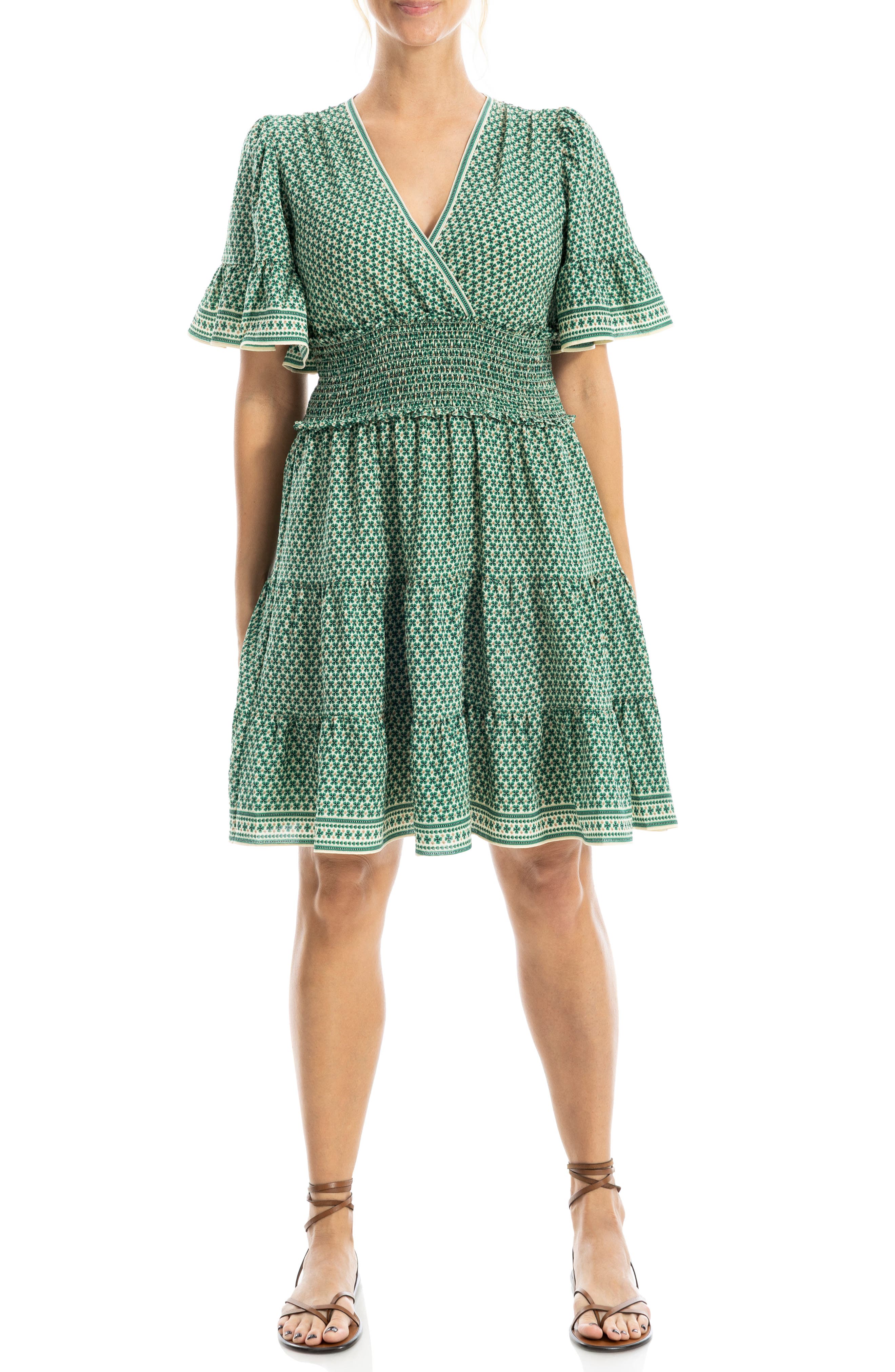 Short Sleeve Tiered Crepe Dress - image 5