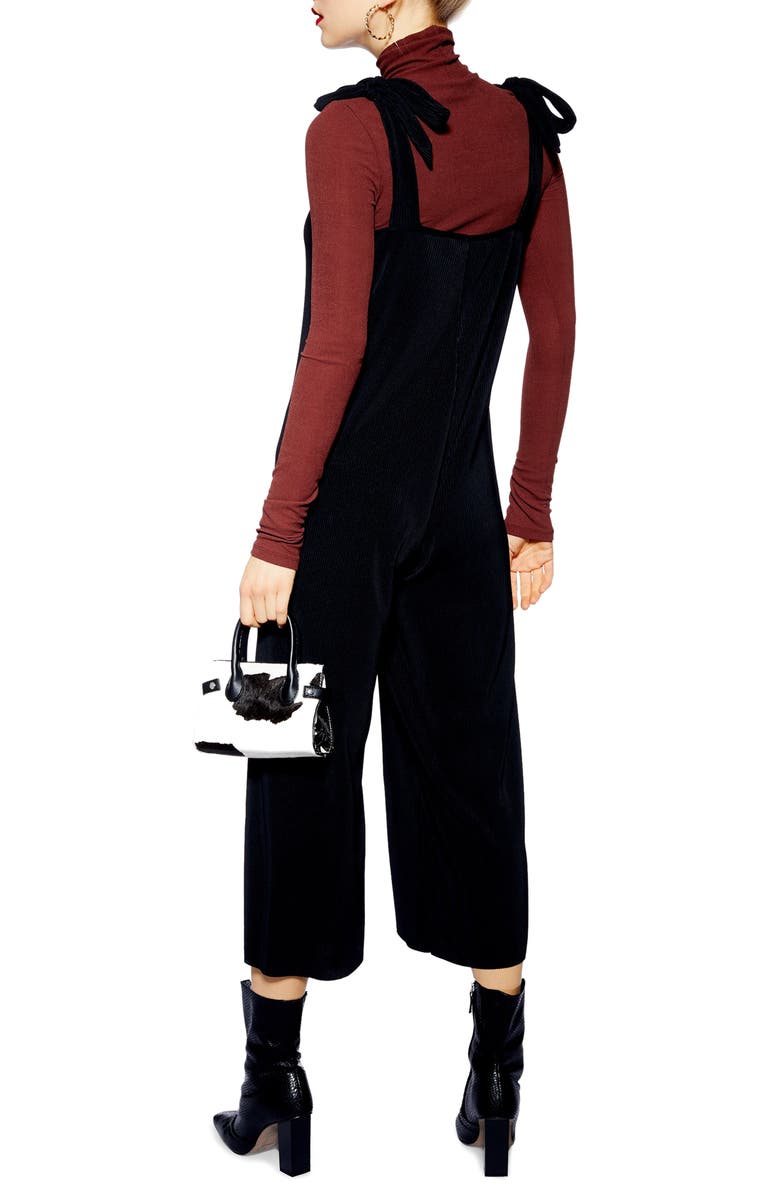 Topshop Tie Shoulder Crop Jumpsuit, Alternate, color, 