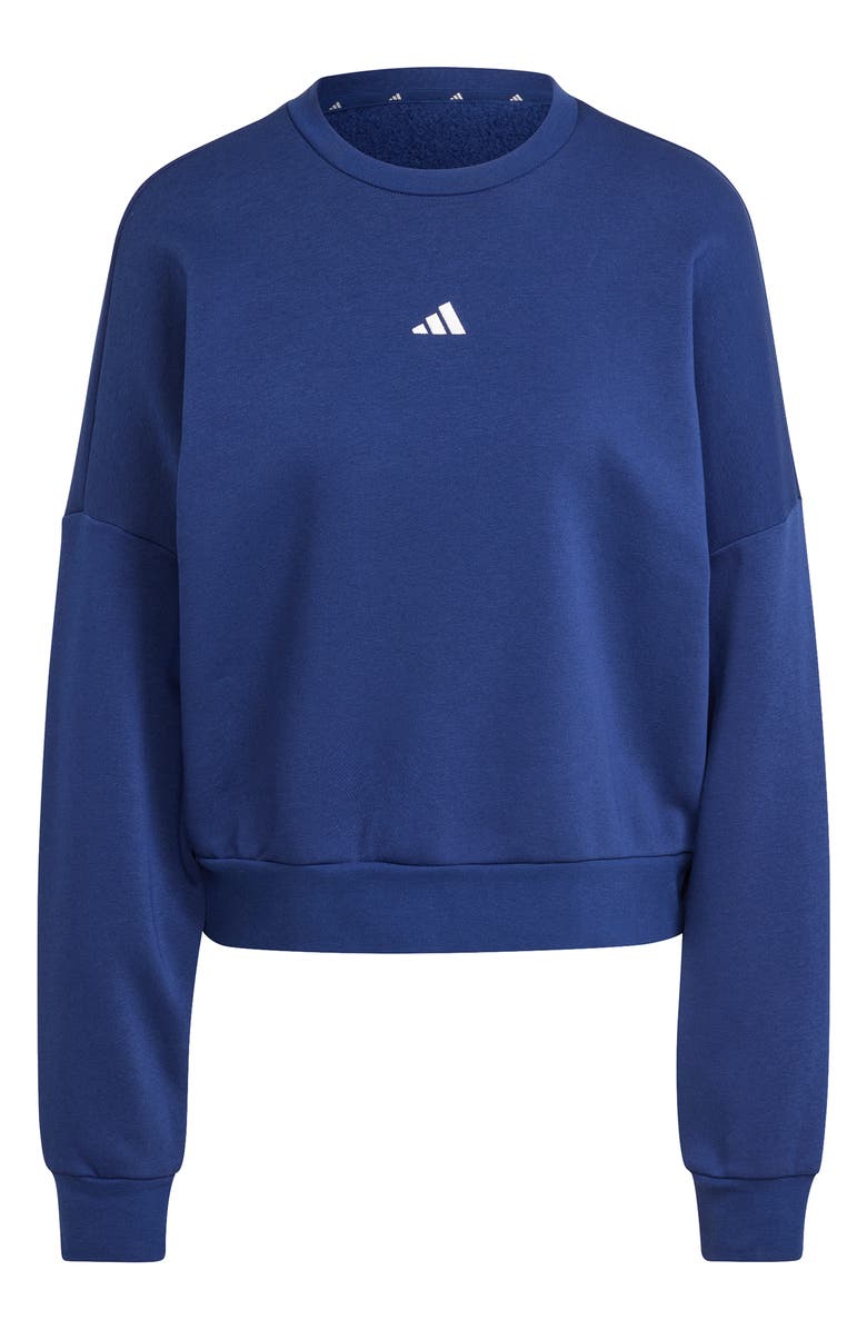 adidas Fleece Sweatshirt, Alternate, color, Dark Blue/ White