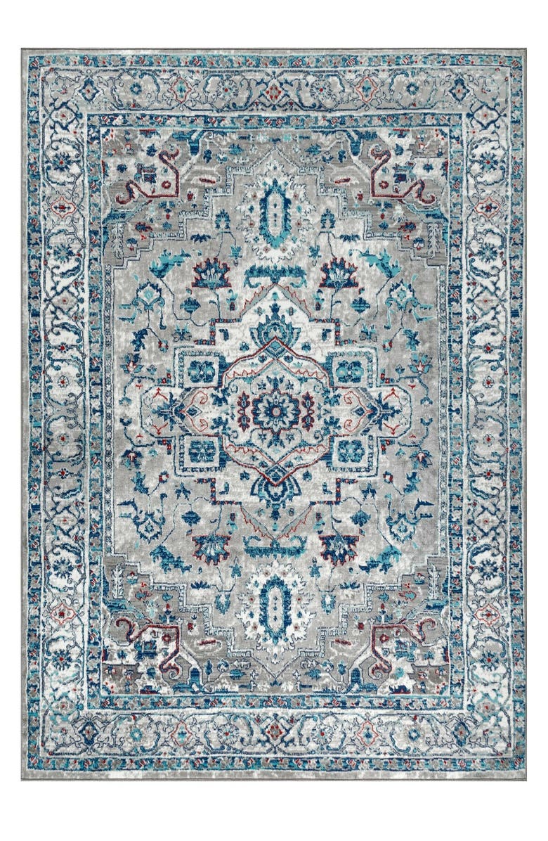 JONATHAN Y Modern Persian Vintage Medallion Area Rug, Main, color, Light Gray/Blue