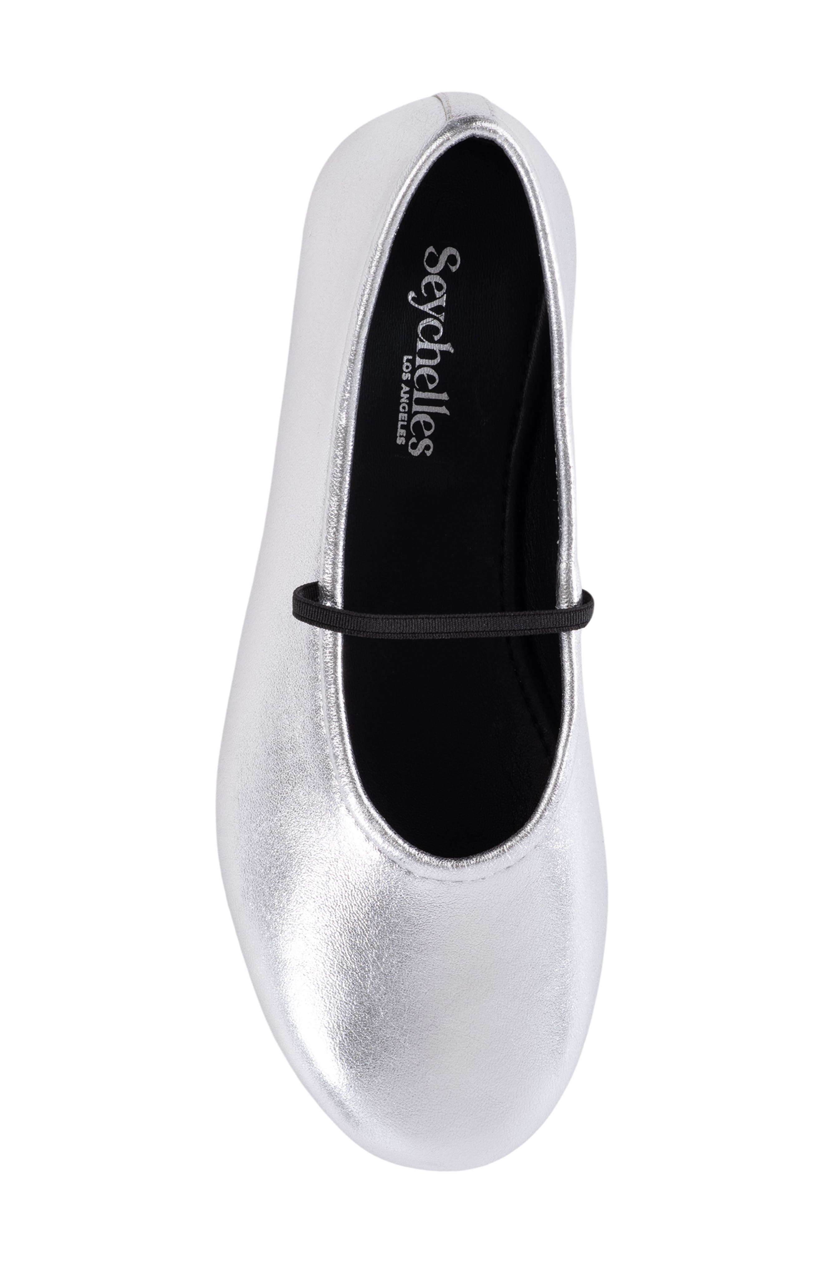 Seychelles Neon Moon Metallic Mary Jane Flat, Alternate, color, Silver