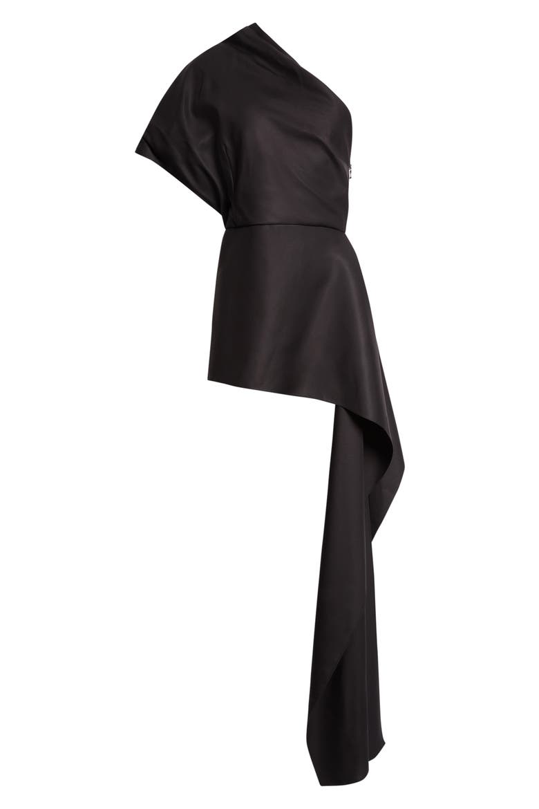 Marianne One Shoulder Silk Top, Main, color, BLACK