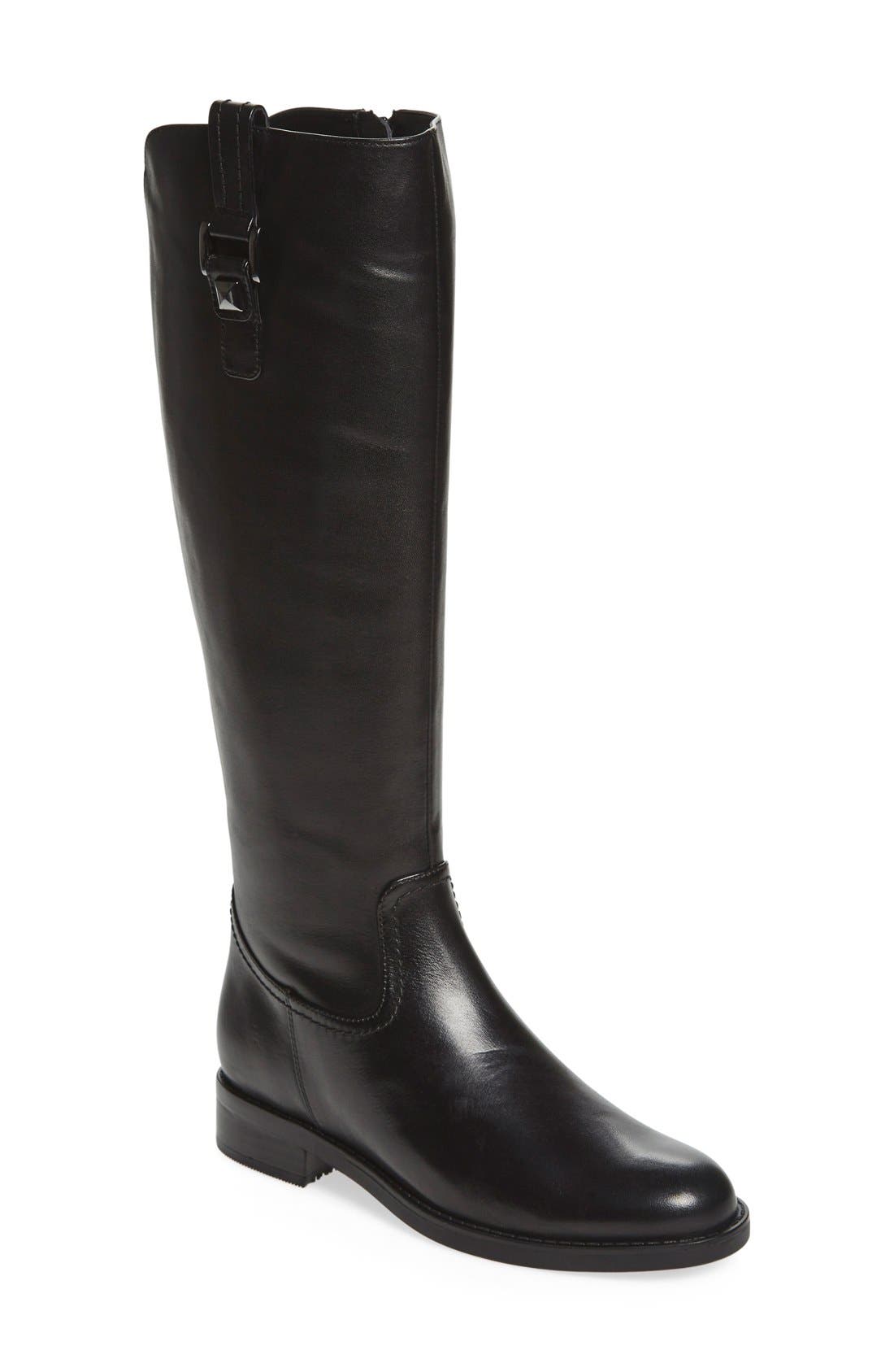 'Velvet' Waterproof Riding Boot, Main, color, BLACK LEATHER
