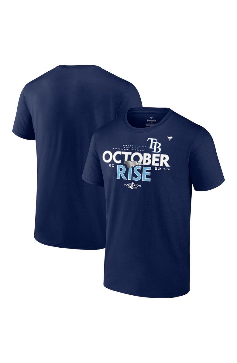 FANATICS Men's Fanatics Branded Navy Tampa Bay Rays 2022 Postseason Locker Room T-Shirt, Main, color,