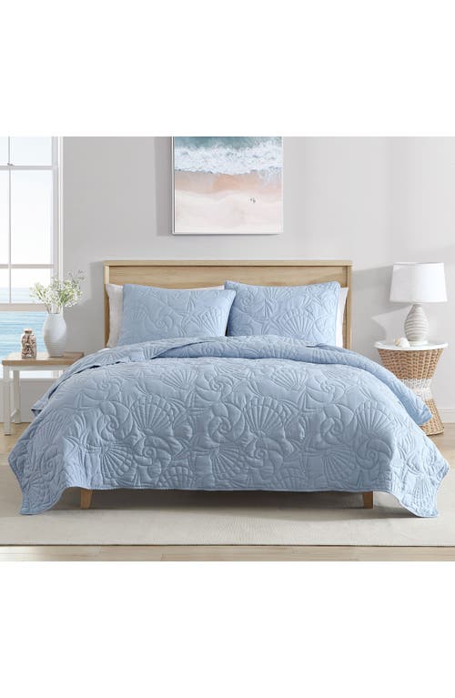 Beatrice Home Fashions Caribbean Joe Solid Outlined Shell Quilt Set