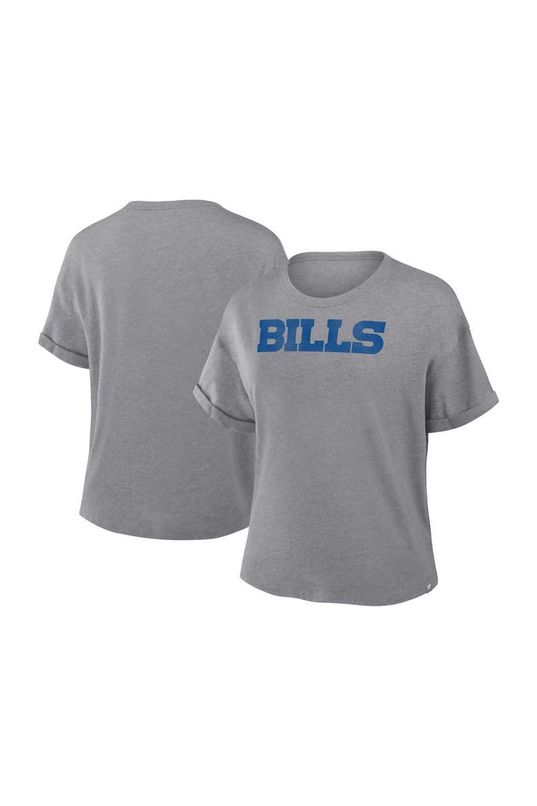 Women's Fanatics Heather Gray Buffalo Bills Swing Pass Tri-Blend Boxy T-Shirt, Main, color, Heather Gray