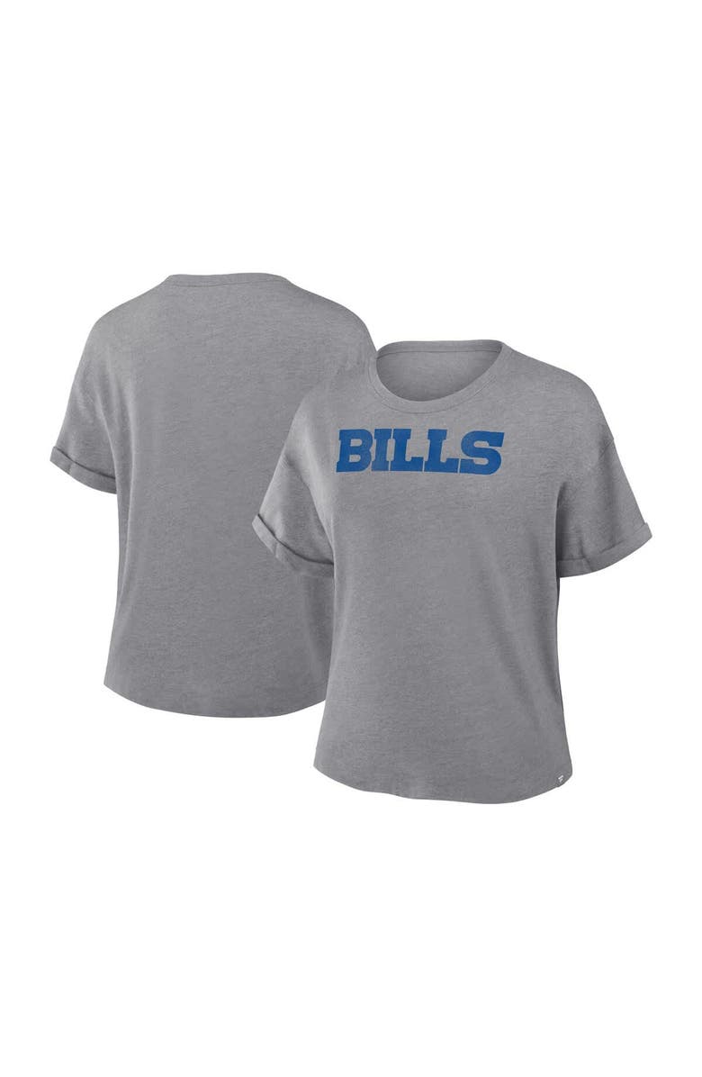 FANATICS Women's Fanatics Heather Gray Buffalo Bills Swing Pass Tri-Blend Boxy T-Shirt, Main, color, Heather Gray
