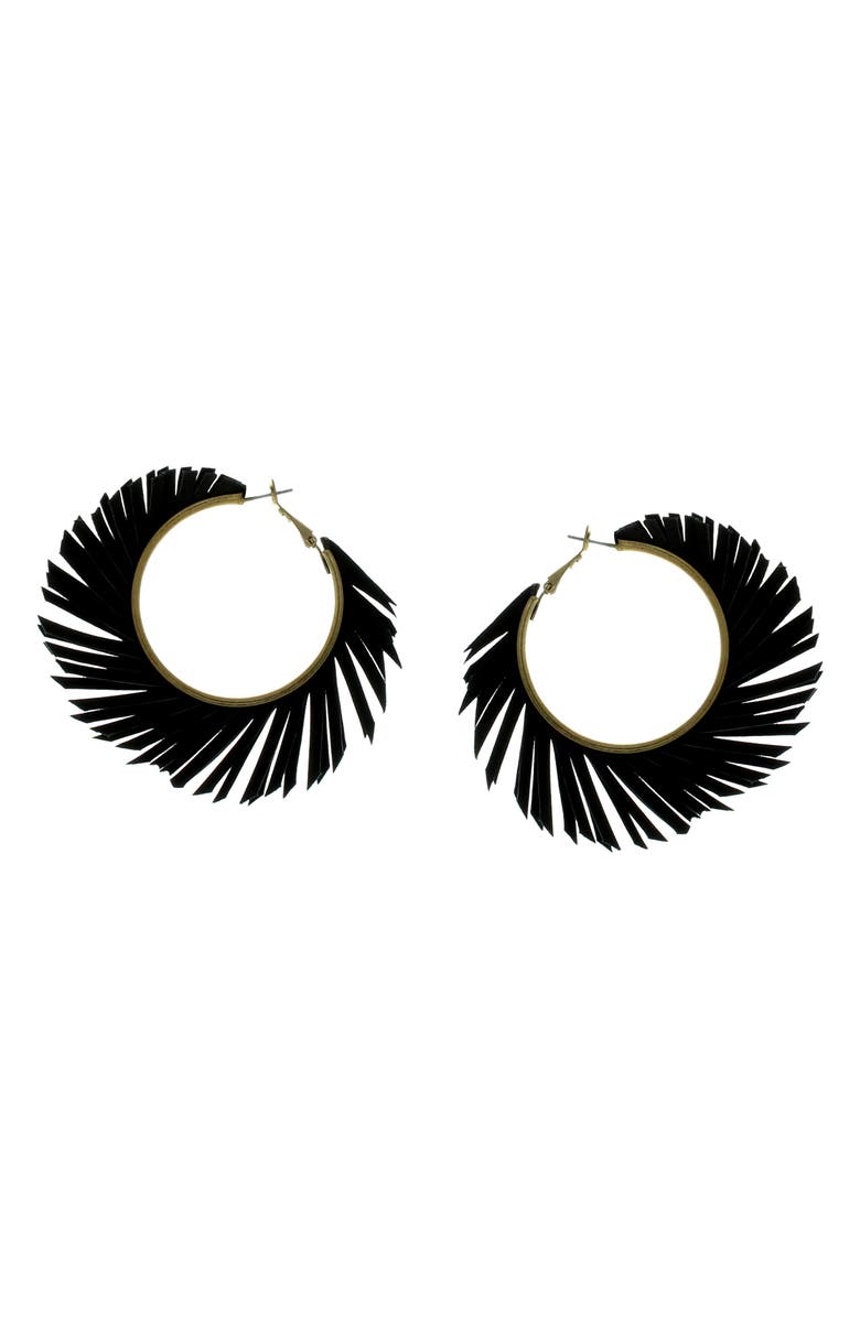 OLIVIA WELLES Fringe Hoop Earrings, Main, color, Black