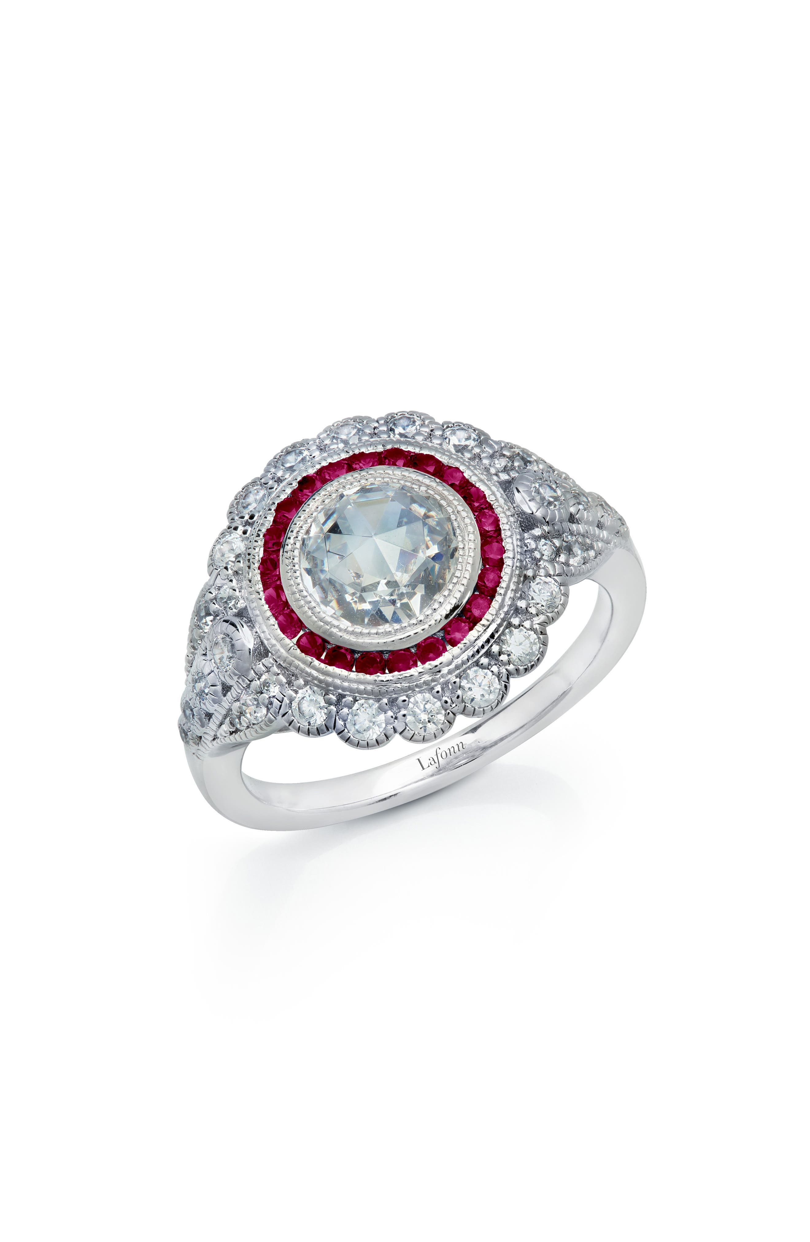 Lafonn Lab-Grown Ruby & Simulated Diamond Round Heritage Ring