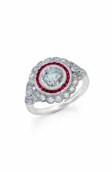 Lafonn Lab-Grown Ruby & Simulated Diamond Round Heritage Ring