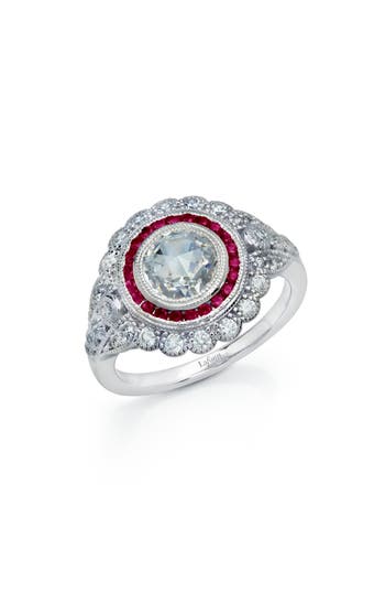 Lafonn Lab-grown Ruby & Simulated Diamond Round Heritage Ring In Neutral