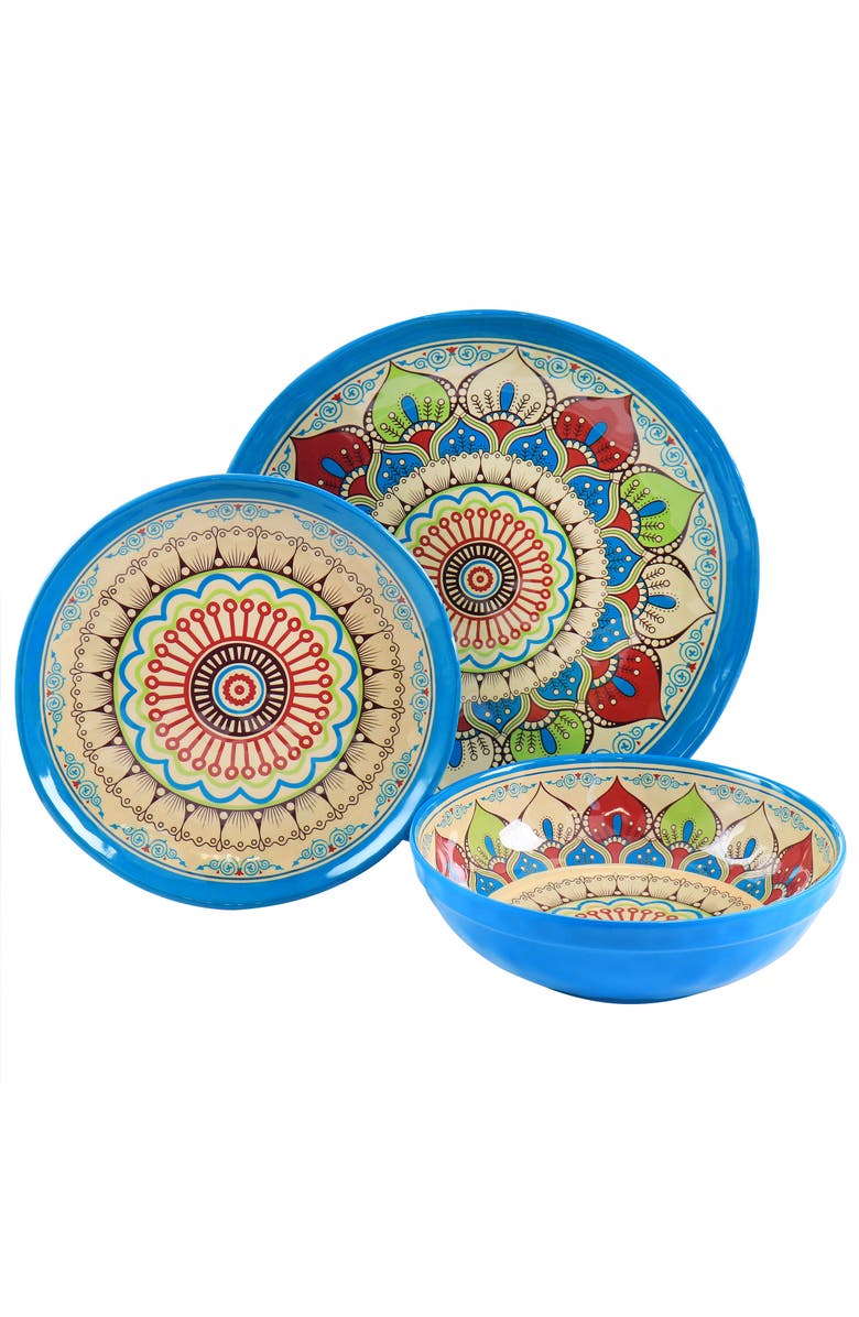 Elama Camilla 12 Piece Melamine Dinnerware Set, Alternate, color,