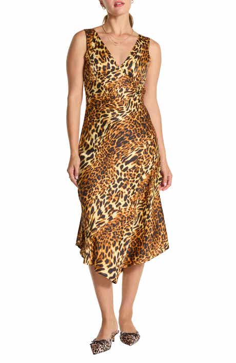 WISHLIST V-Neck Sleeveless Satin Midi Dress