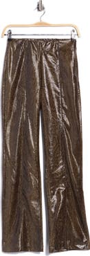 JASON WU Croc Embossed Faux Leather Slim Flare Pants