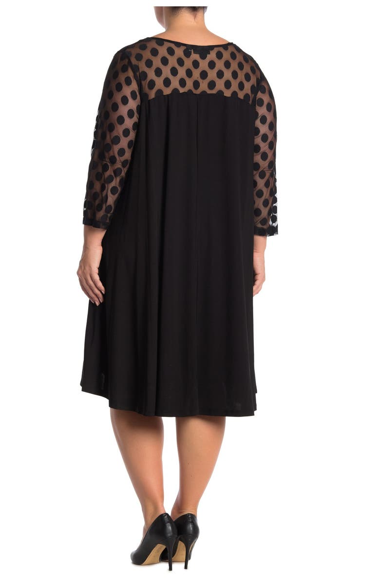 Nina Leonard High-Low Three-Quarter Sleeve Trapeze Dress, Alternate, color,