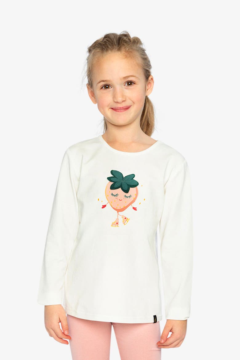 Organic Cotton Soft Whimsical Strawberry Long Sleeve T-Shirt, Alternate, color, Off-White