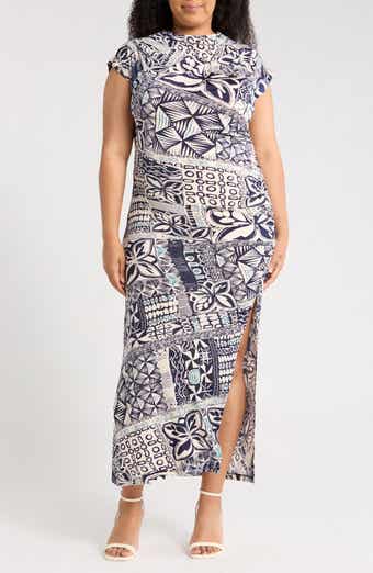 Ruched Cap Sleeve Stretch Jersey Body-Con Dress