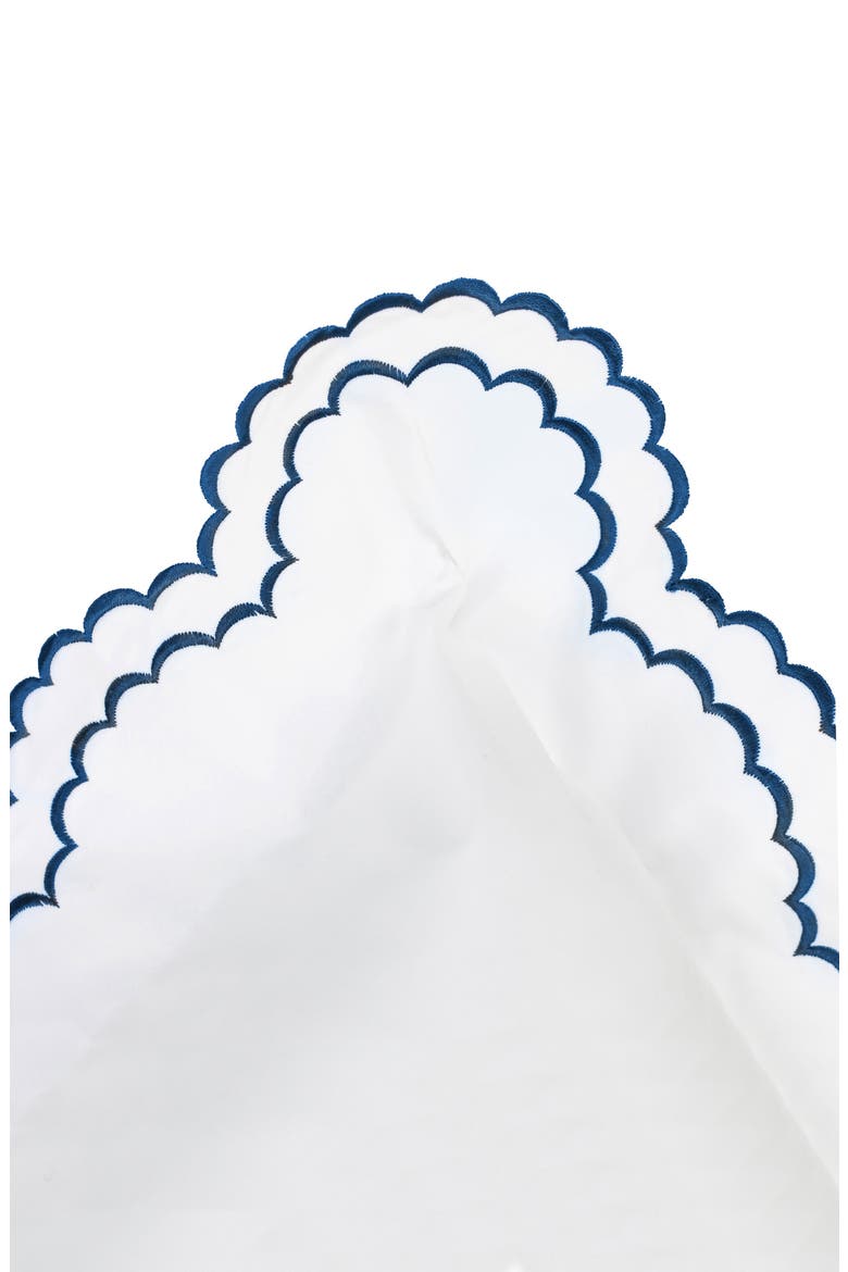 Scalloped Embroidered Cotton Duvet Set, Alternate, color, WHITE/ NAVY
