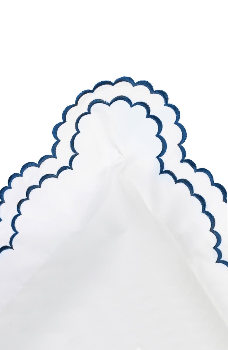 MELANGE HOME Scalloped Embroidered Cotton Duvet Set, Alternate, color, White/ Navy