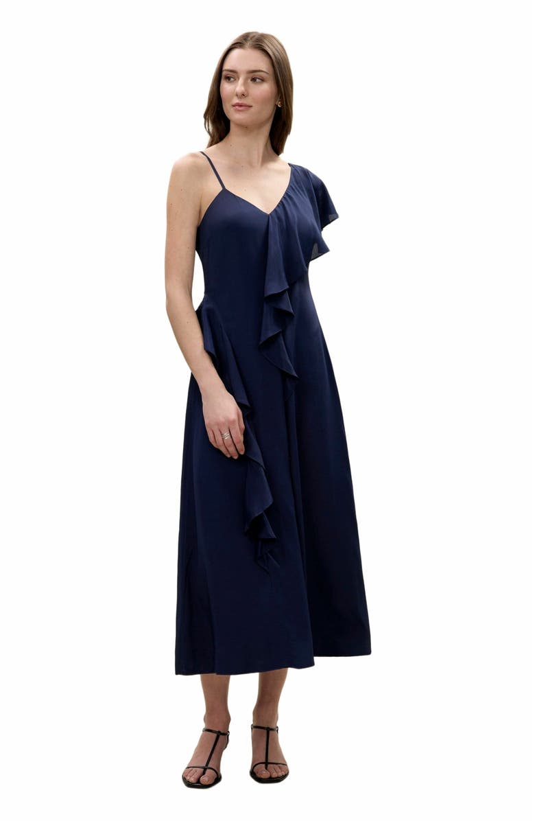 Rebecca Taylor Irie Silky Dress, Main, color, Navy