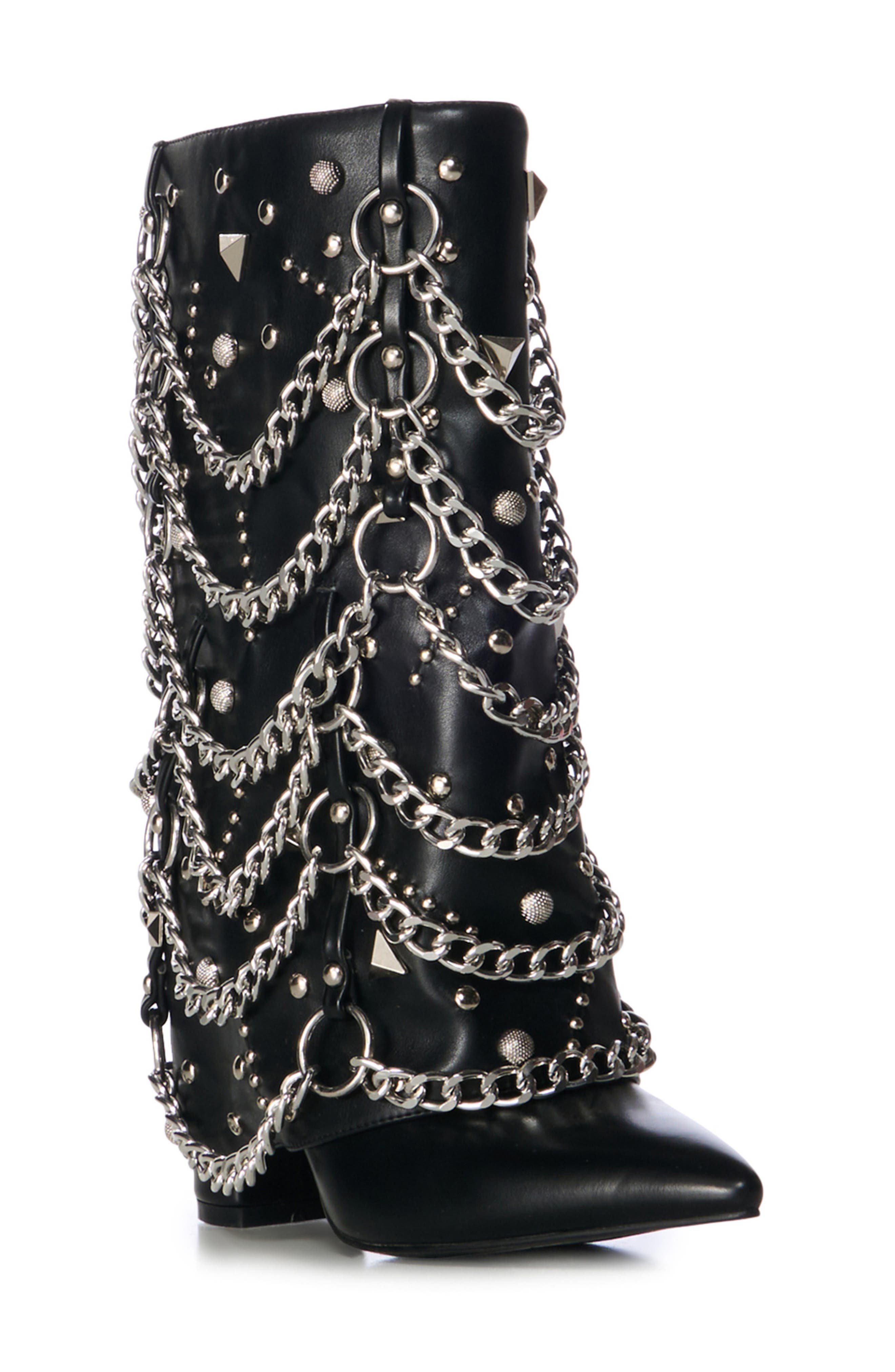 AZALEA WANG Aleena Chain Link Tall Boot, Main, color, 