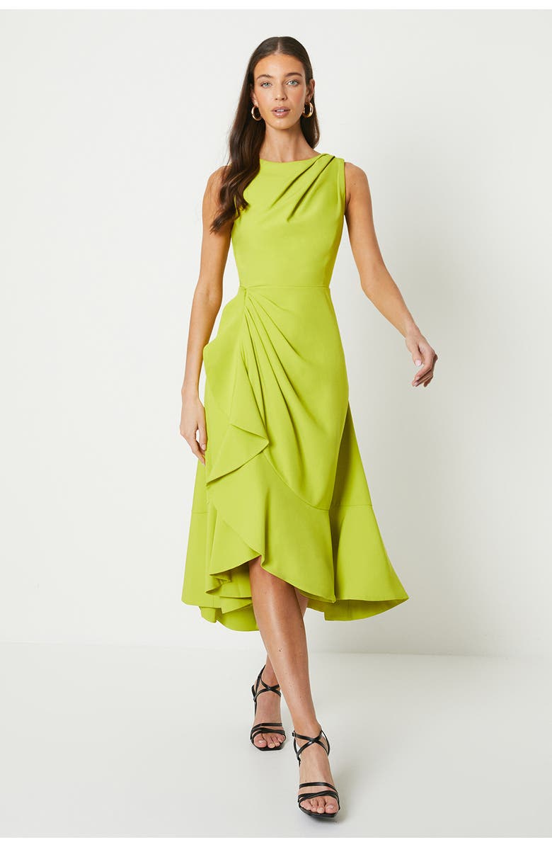 Coast Crepe Ruffle Low Back Dress, Main, color, Lime