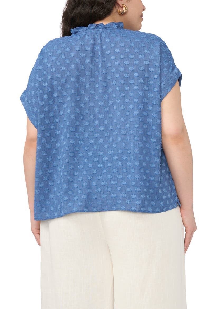 Clip Dot Tie Neck Top, Alternate, color, CLASSIC INDIGO
