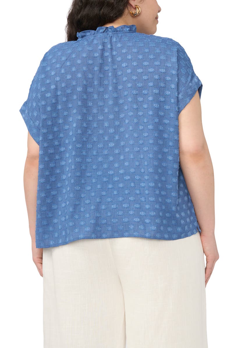 Vince Camuto Clip Dot Tie Neck Top, Alternate, color, Classic Indigo