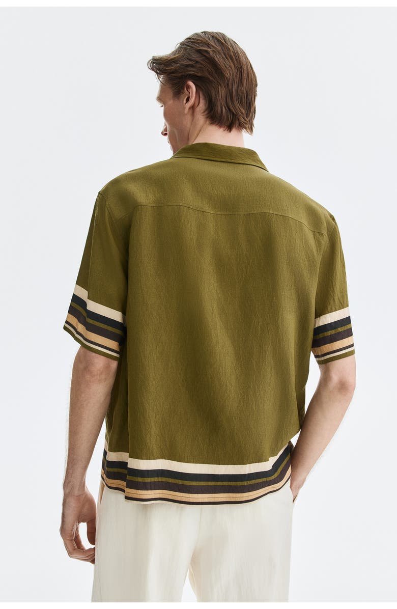 H&M Relaxed Fit Resort Shirt, Alternate, color, Dark Khaki Green