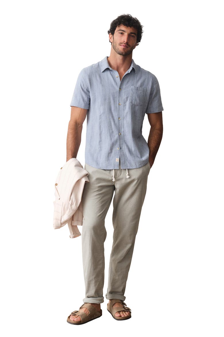 Classic Stretch Selvage Short Sleeve Shirt, Alternate, color, BLUE