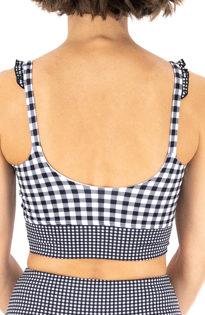 Nanette Lepore Play Gingham Mix Crop Activewear Bra, Alternate, color, 