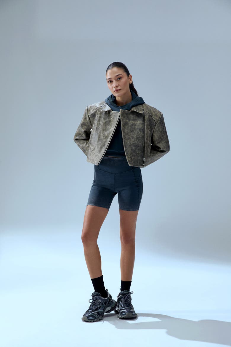 Your *Itch Wash Effect Leather Jacket, Alternate, color, grey
