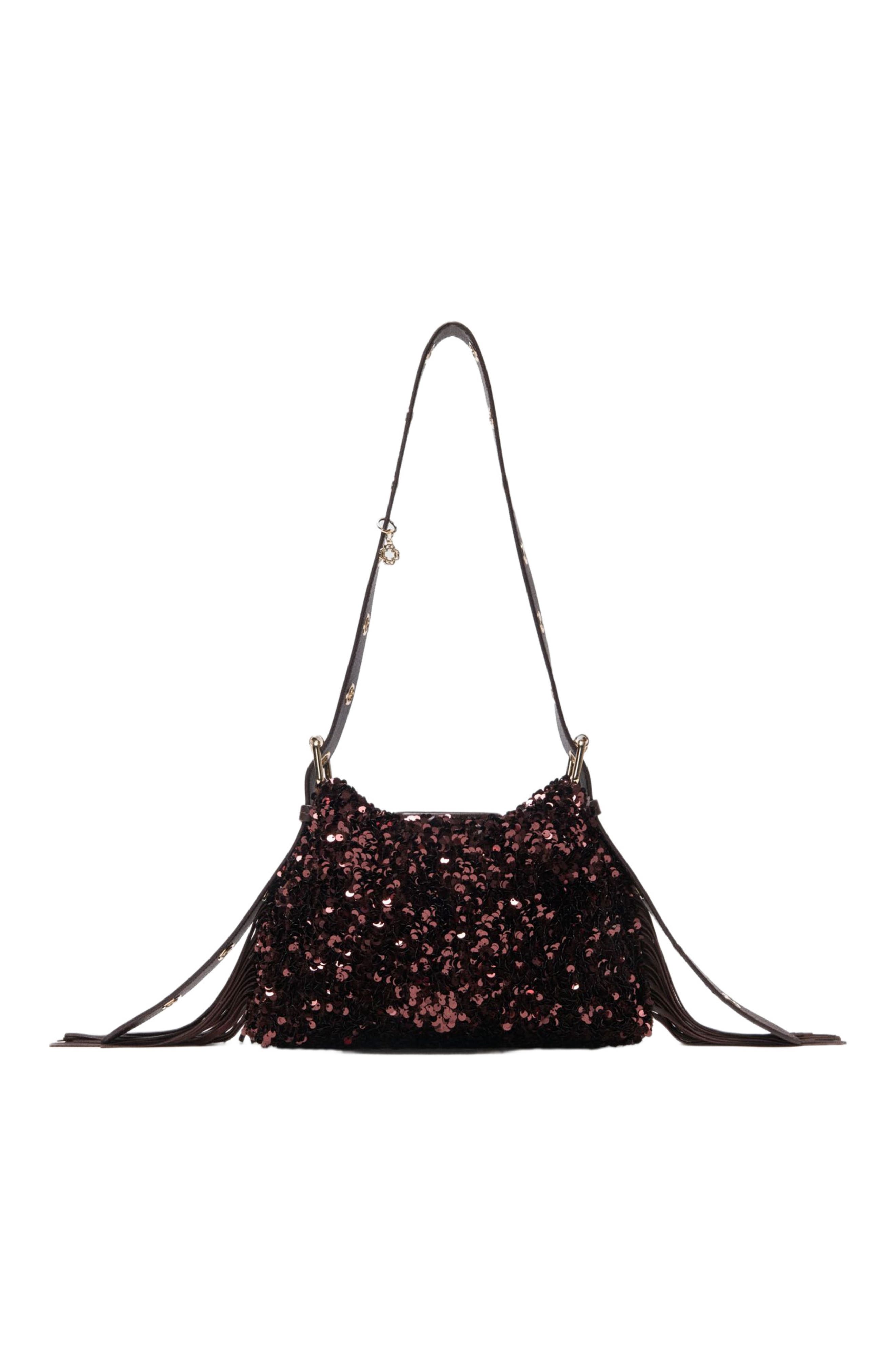 maje Miss M mini sequinned bag, Alternate, color, Brown