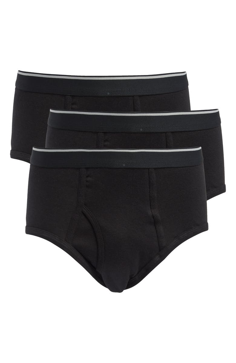 NORDSTROM RACK 3-Pack Classic Cotton Briefs, Alternate, color, Black