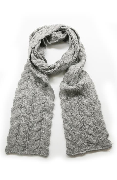 Chunky Cable Knit Lambswool Blend Scarf