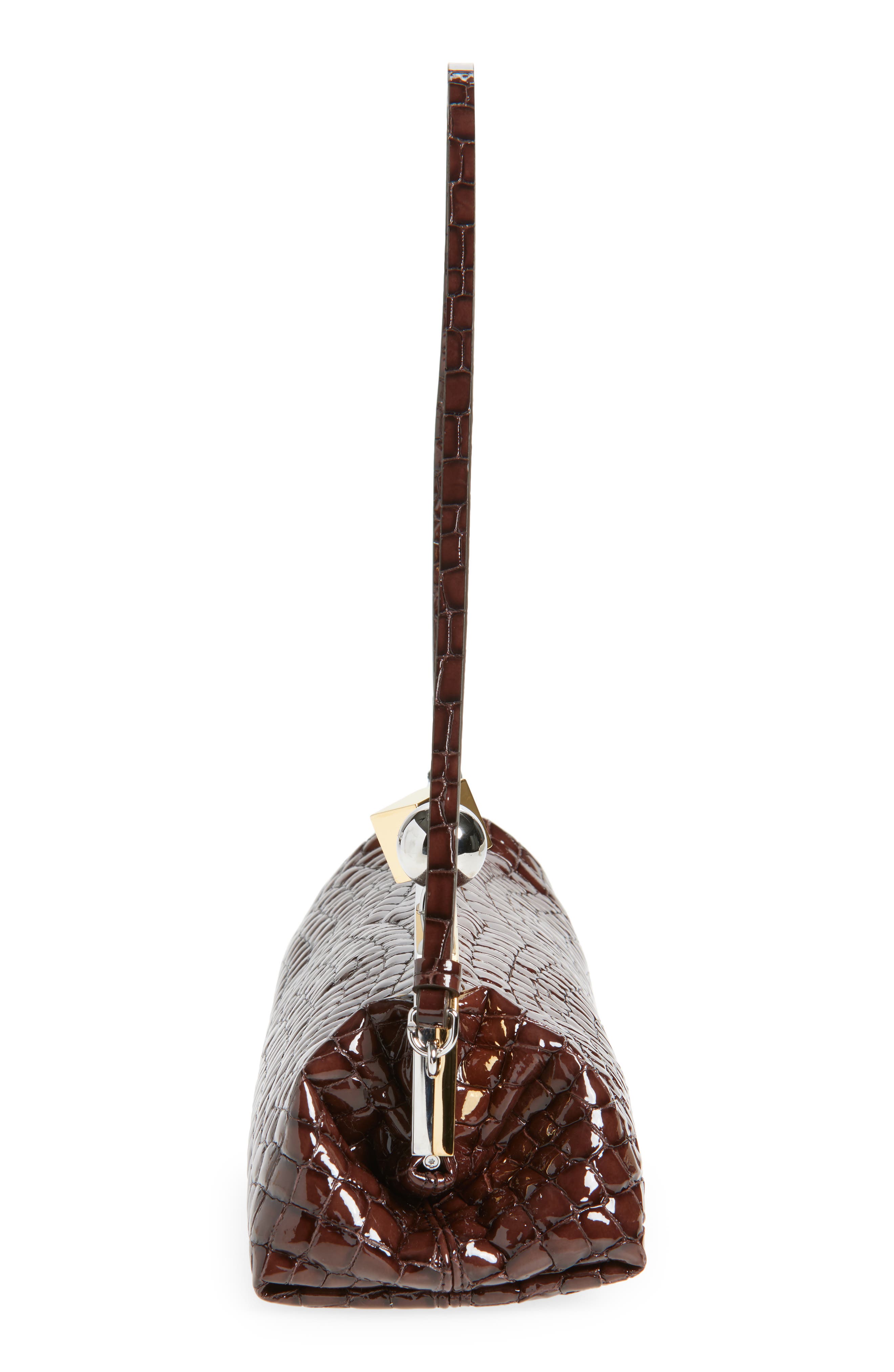 Jacquemus La Pochette Salon Croc Embossed Leather East/West Clutch, Alternate, color, 