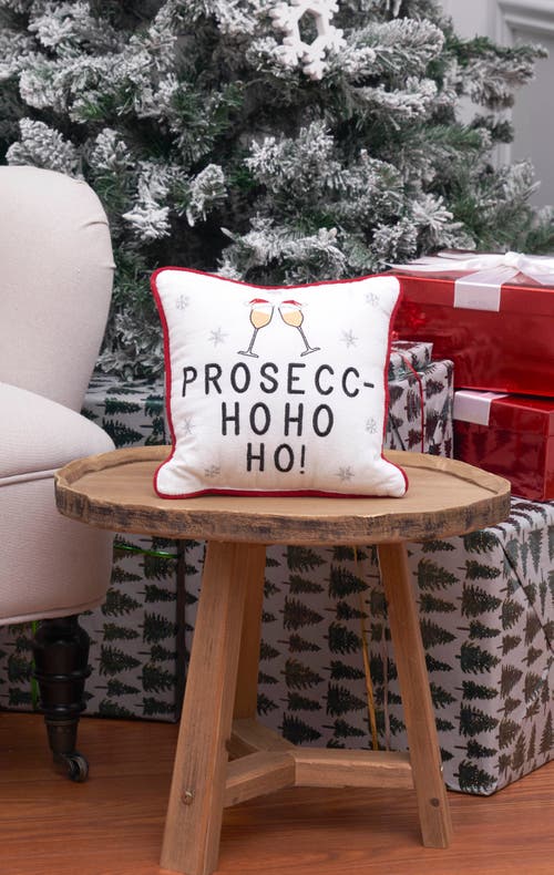 C & F Home C&f Home Prosecc-ho Ho Ho! Christmas Pillow, 10" X 10" In White