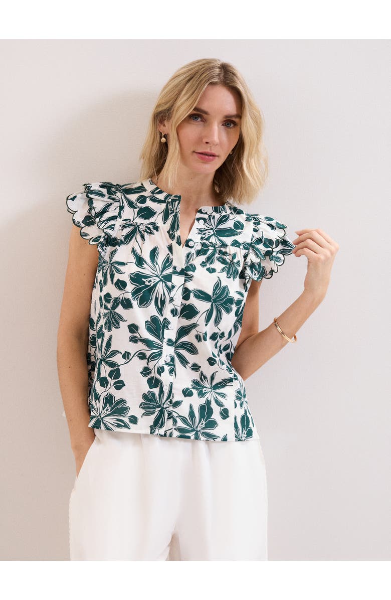 Phase Eight Rena Cotton Blouse, Main, color, Green