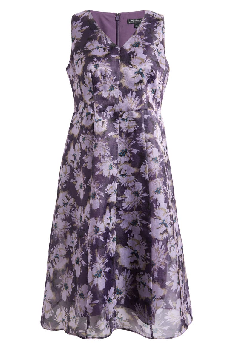 Floral Sleeveless Organza A-Line Dress, Alternate, color, BLACK/GENTLE LAVENDER