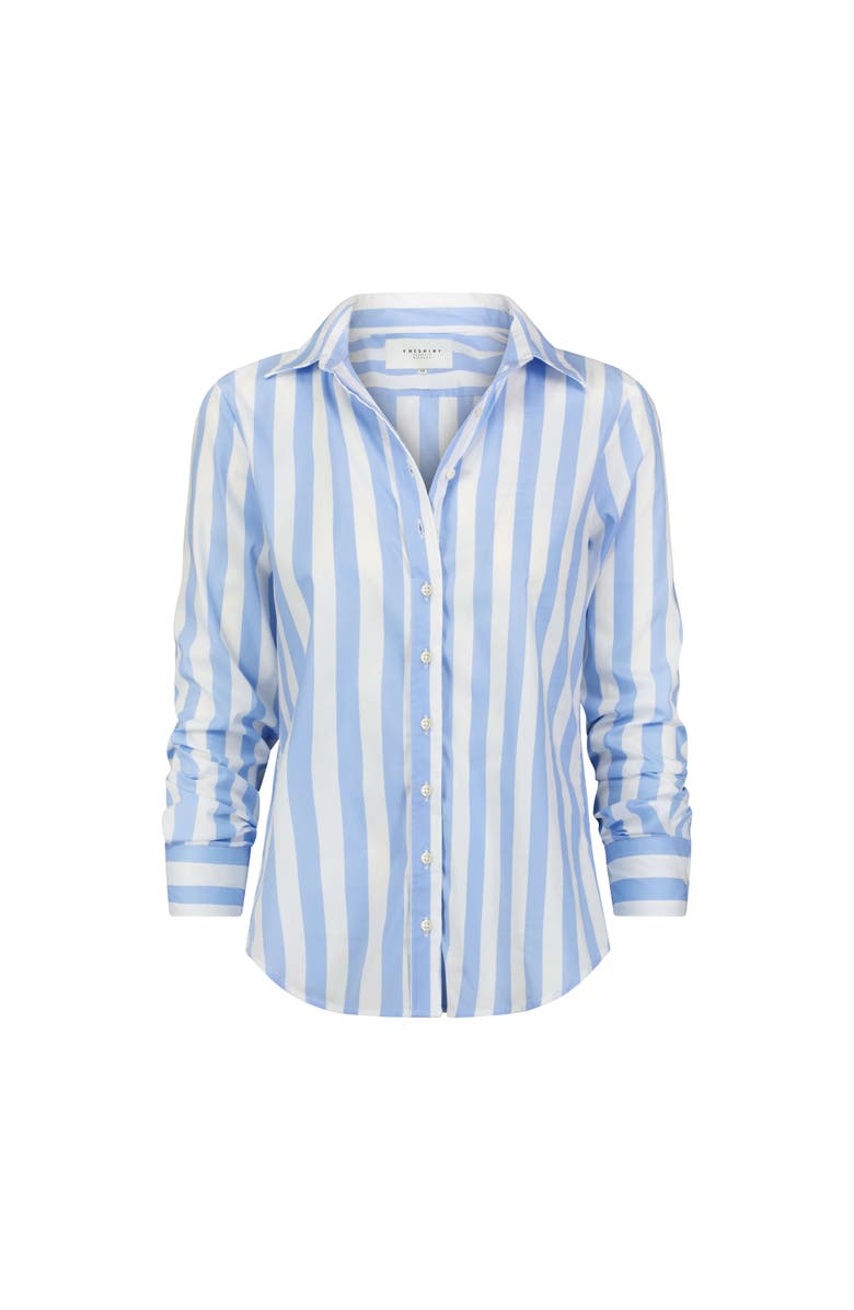 The Shirt by Rochelle Behrens The Boyfriend Shirt in Stripe, Alternate, color, Wide Sky Blue/White Stripe
