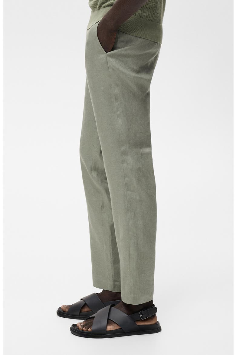 Slim Fit Flat Front Linen Pants, Alternate, color, GREEN