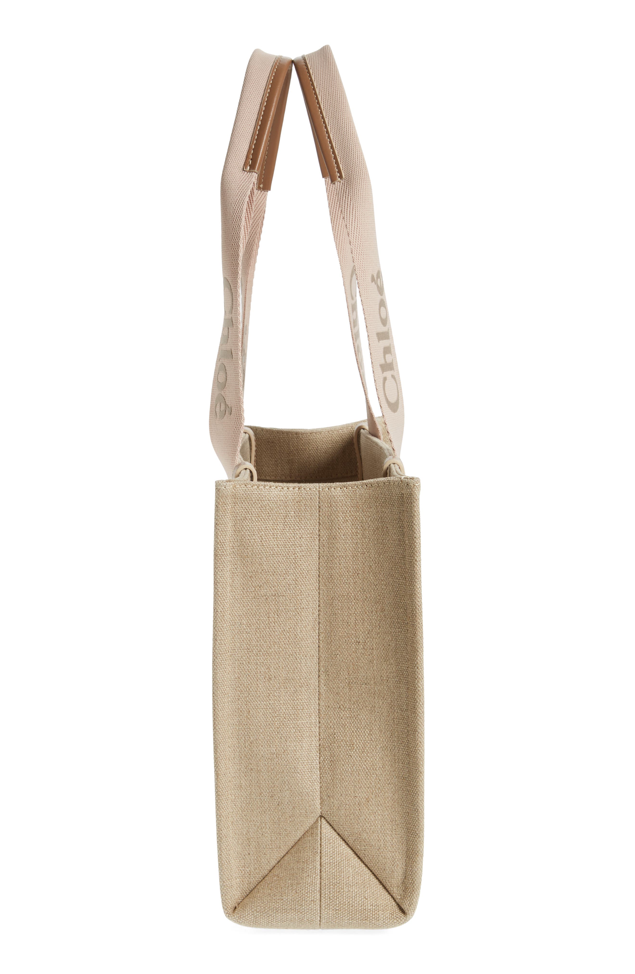 Chloé Medium Woody Linen Canvas Tote, Alternate, color, Blushy Beige
