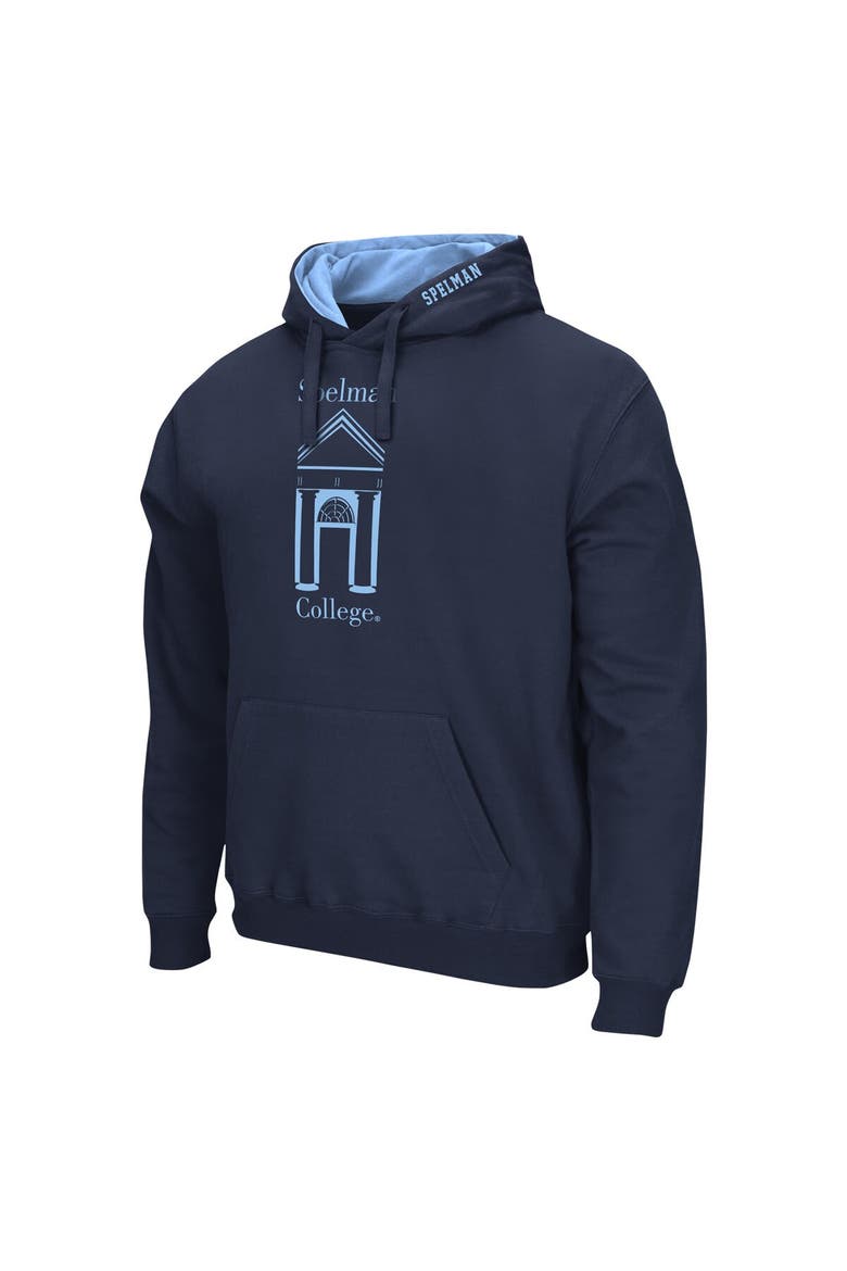 Men's Colosseum  Navy Spelman College Jaguars Arch & Logo Pullover Hoodie, Alternate, color, Navy