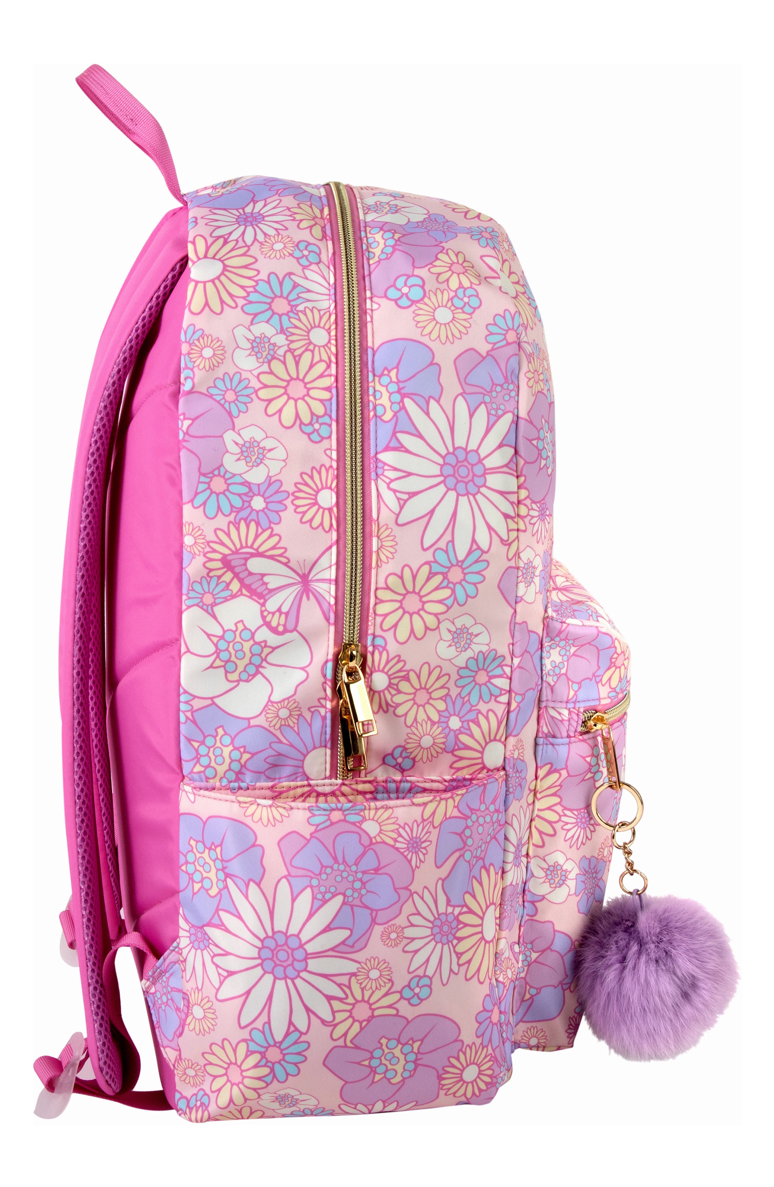 Jessica Simpson Kids' Nylon Floral Backpack with Pompom, Alternate, color, 