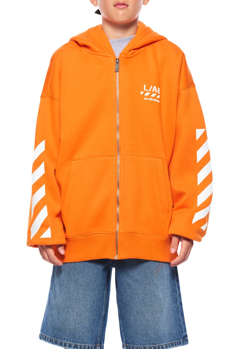 Kids' Diag Graphic Full Zip Hoodie, Alternate, color, ORANGE TIGER