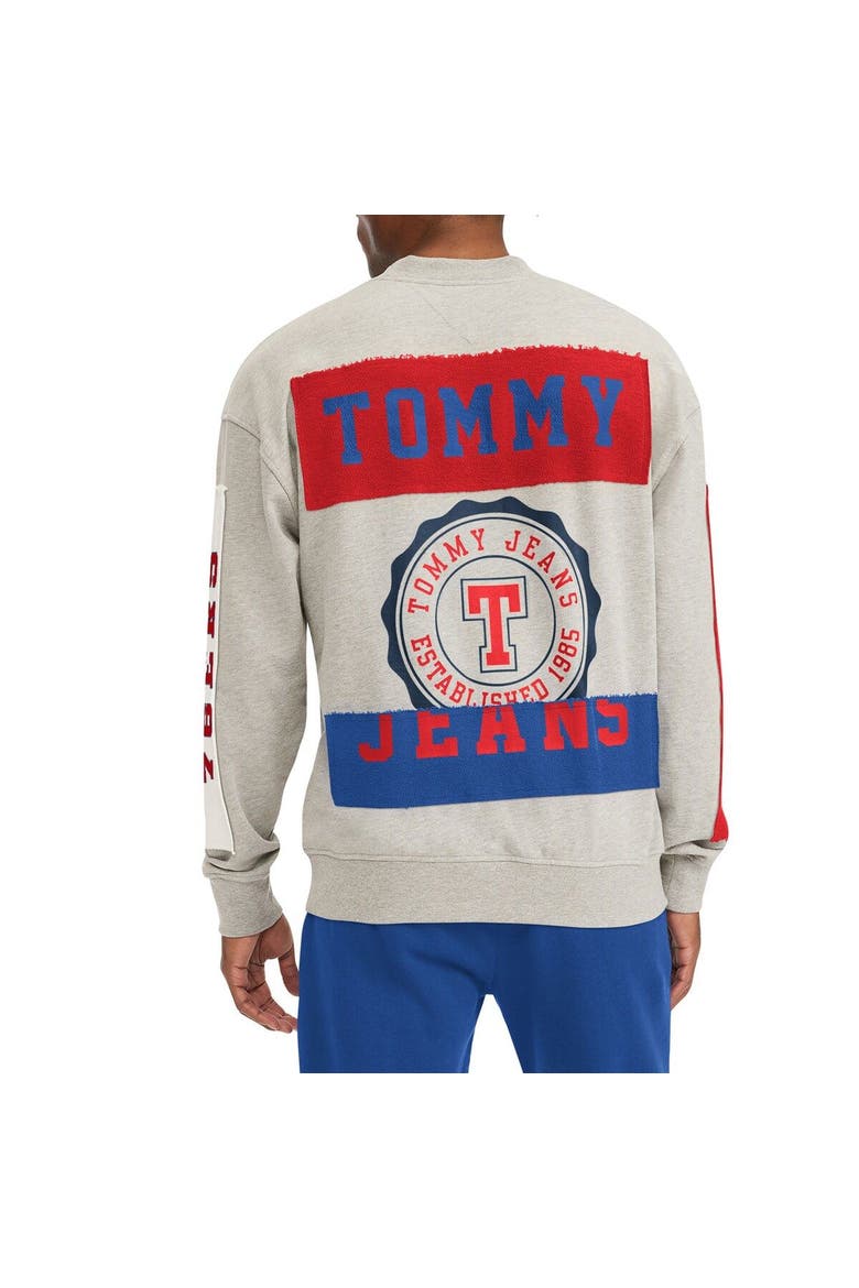 Men's Tommy Jeans Gray Philadelphia 76ers James Patch Pullover Sweatshirt, Alternate, color, Gray