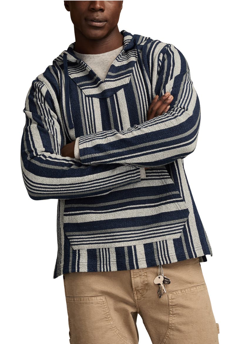 Baja Stripe Cotton Hoodie, Main, color, BLUE