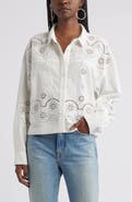 Treasure & Bond Eyelet Cotton & Linen Button-Up Shirt