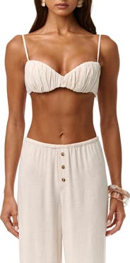 Naked Wardrobe Ruched Spaghetti Strap Bralette