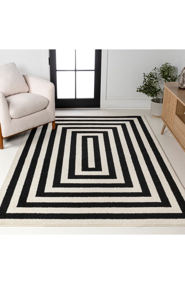 JONATHAN Y Bandol Modern Classic Mitre Stripe Area Rug, Alternate, color, Black/Ivory